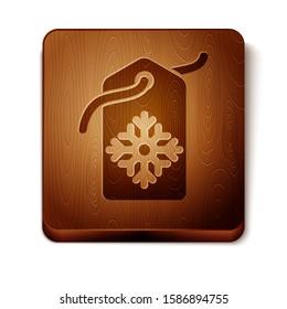Brown Price tag with an inscription Sale icon isolated on white background. Badge for price. Promo tag discount. Wooden square button. Vector Illustration