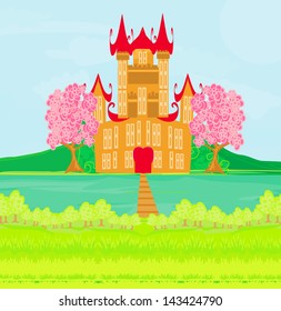 brown princess castle on the river