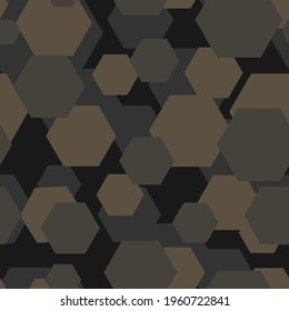 brown print camouflage hexagon. seamless pattern, abstraction. for print or banner or fabric