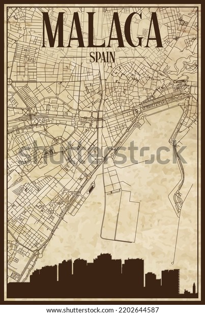 Brown Printout Streets Network Map City Stock Vector (Royalty Free ...