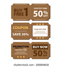 Brown Promotions Saving-money Coupons Vector Template.