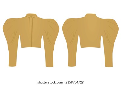 Brown Puff Sleeve Sweater. Vector Illustration