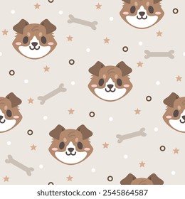 Diseños de moda de patrón de Vector de cachorros marrones.