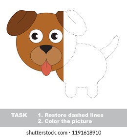 Brown Puppy. Dot to dot educational game for kids.