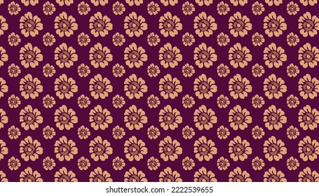 Brown and Purple Hand drawn Flower Seamless Pattern Decorative vector illustration background.