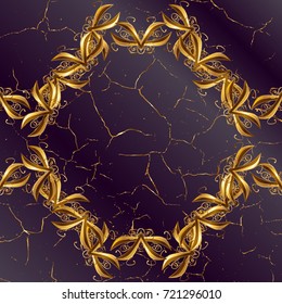 Brown, purple and violet on background. Oriental classic golden pattern. Vector abstract background with repeating elements.