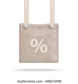 Brown purse bag with percent on the white background. Eps 10 vector file.