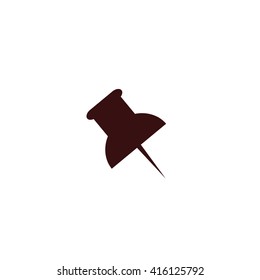 Brown push pin vector icon