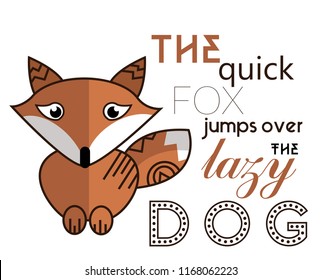 The brown quick fox jumps over the lazy dog postcard in vector