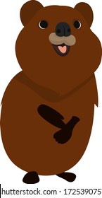 Brown Quokka, Illustration, Vector On White Background