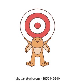 a brown rabbit carrying an archer board