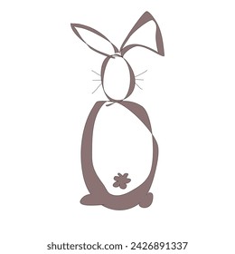 a brown rabbit with a fluffy tail, minimalist painting