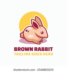 Brown Rabbit Simple Mascot Logo