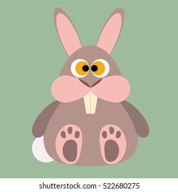 Brown rabbit with yellow eyes, flat design