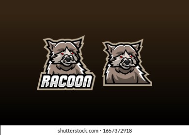 the brown racoon faces forward with an angry expression and shows his teeth suitable for team logo or esport logo  and mascot logo, or tshirt design