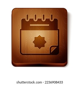 Brown Ramadan calendar icon isolated on white background. Ramadan kareem and Islamic symbols. Wooden square button. Vector