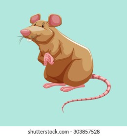 Brown rat standing alone illustration