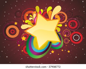 fondo de color marrón con ilustraciones de arte coloridas