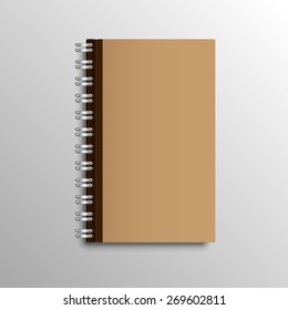 Brown realistic notebook, vector