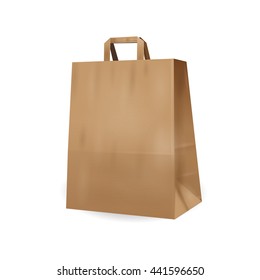 Brown realistic paper bag.