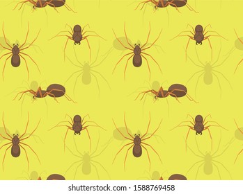 Brown Recluse Spider Cartoon Vector Seamless Background Wallpaper-01