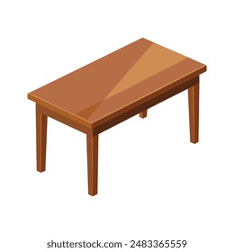 Brown rectangle table with wooden legs isolated on white