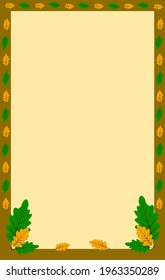 A brown rectangular frame surrounded by oak leaf vector