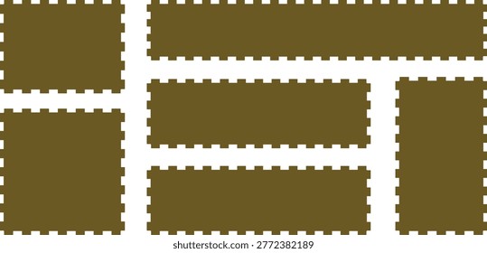Brown rectangular puzzle pieces with white background seamless pattern of jigsaw puzzle pieces