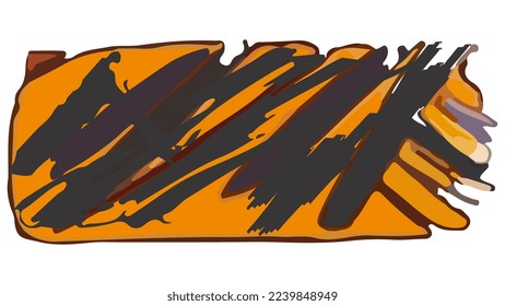 Brown rectangular shape with diagonal brush strokes in grunge style. Irregular shapes and rough edges. Vector design element.