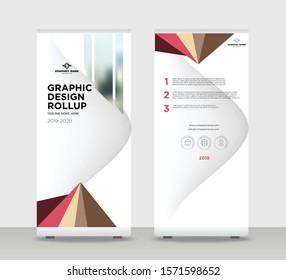 brown red Abstract Shapes Modern Exhibition Advertising Trend Business Roll Up Banner Stand Poster Brochure flat design template creative concept. White background Roll Up EPS. Presentation