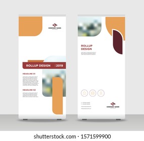 Brown red Abstract Shapes Modern Exhibition Advertising Trend Business Roll Up Banner Stand Poster Brochure flat design template creative concept. Brown red Roll Up EPS. Presentation