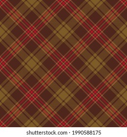 Brown and red argyle striped plaid. Tartan pattern close-up for textile, paper and other prints.