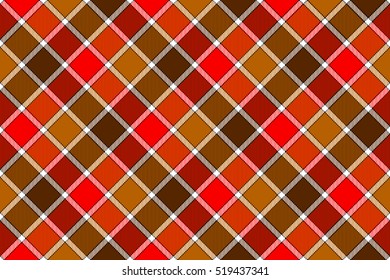 Brown red diagonal check seamless pattern. Vector illustration. Flat design. EPS10.