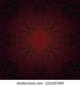 Brown Red Flower wallpaper vector design background in trendy fashion vintage mandala style