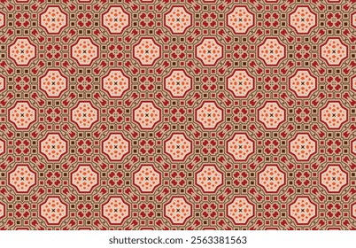 Brown and red geometric tile design pattern