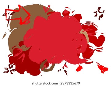 Brown and red graffiti speech bubble on white background. Abstract modern Messaging sign street art decoration, Discussion icon performed in urban painting style.