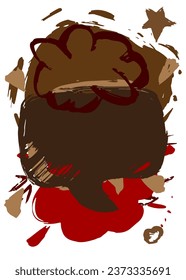 Brown and red graffiti speech bubble on white background. Abstract modern Messaging sign street art decoration, Discussion icon performed in urban painting style.