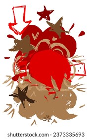 Brown and red graffiti speech bubble on white background. Abstract modern Messaging sign street art decoration, Discussion icon performed in urban painting style.