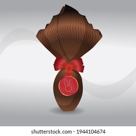 Brown and Red Happy Easter Egg Package Paper Chocolate Illustration Vector