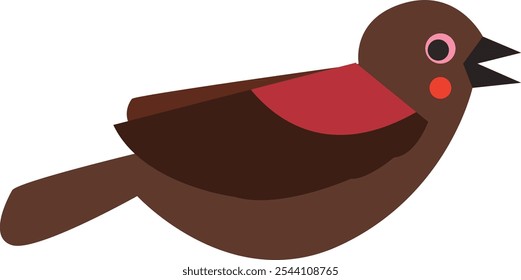 Brown and Red Minimalist Bird Illustration