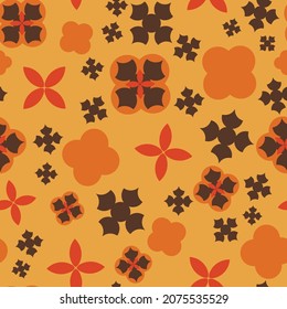 Retro simple marrón, rojo, blanco roto y naranja