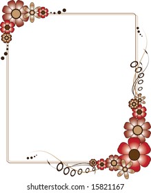 A brown and red rectangular flowery frame vector illustration