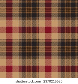 Brown and red tartan plaid. Scottish pattern fabric swatch close-up. 