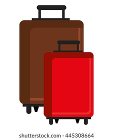 brown and red travle bags front view over isolated background, vector illustration 