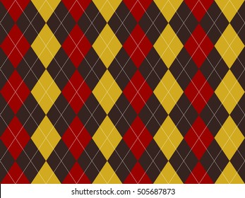 Brown red yellow argyle texture seamless pattern. Flat design. Vector illustration.