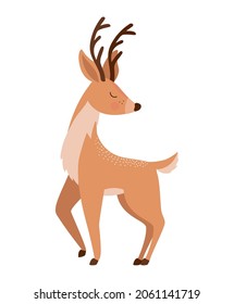 brown reindeer illustration over white