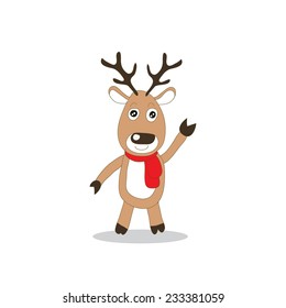 brown  reindeer with red scarf  standing