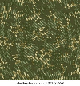 Brown Repeated Abstract Camouflage, Vector Background.  Seamless Graphic Green Creative, Camo Wrapping. Beige Repeated Modern Camouflage, Vector Camo. Seamless Vector Patterd Design.