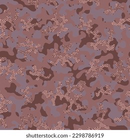 Brown Repeated Color Vector Wrapping. Green Camouflage Seamless Pattern. Autumn Seamless Digital Graphic Design. Camouflage Net Khaki Seamless Soldier Vector Pattern. Camoflage