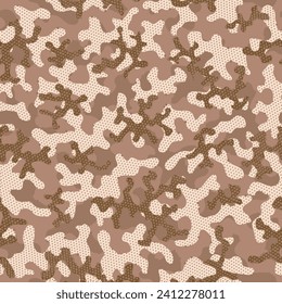 Brown Repeated Digital Vector Design. Khaki Seamless Fashion Graphic Clouds. Beige Seamless Military Graphic Camouflage. Camouflage Forest Green Camouflage Seamless Pattern. Camoflage